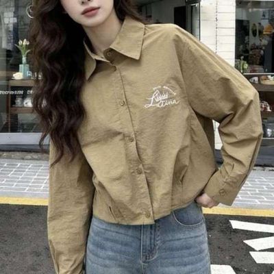 [애슬릿]여성 셔츠 블라우스 봄 카라 크롭 화이트