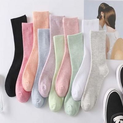 bns 여성용 심플 기본 컬러 골지 긴목 장목 양말(WFLIPMD)