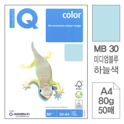 TBZ 몬디)칼라색지A4(MB30 하늘색 80g 50매)(WFLV7RD)