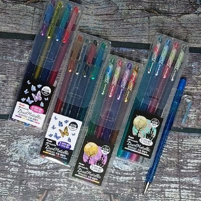 펜텔 2색상 중성펜 하이브리드 듀얼메탈릭 4본 K110