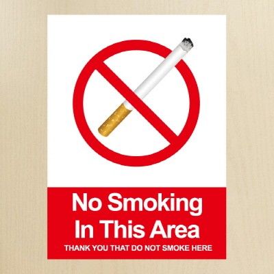 금연스티커-사인 NO SMOKING IN THIS AREA(칼라)