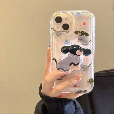 아이폰 14 13 12 11 펑키 강아지 하트 톡 그립 케이스