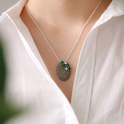 바이데이지 시베리안 쿼츠 실버 목걸이 Bn0603