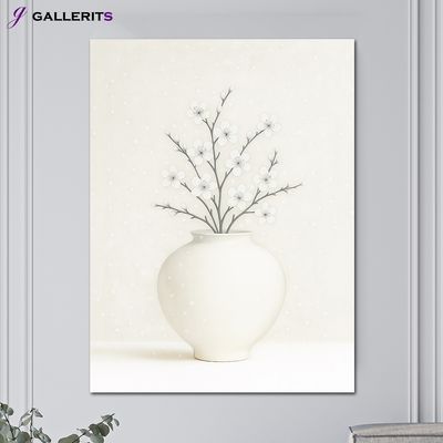 설백 꽃 달항아리 그림 거실 카페 겨울 인테리어 액자