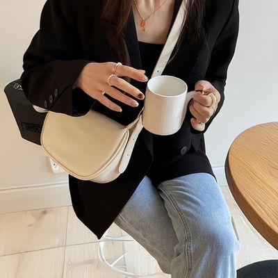 여성 베이직 모던 크로스백 심플 가죽 만두 가방