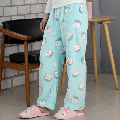 극세사 수면바지 민트 베어 겨울 밍크 잠옷