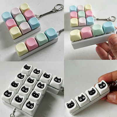미니 led 고양이 키보드 딸깍이 키캡 키링 피젯 토이