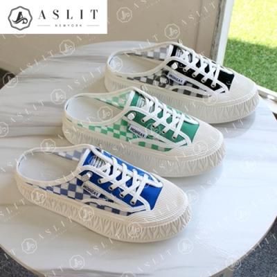 [애슬릿]여성 아웃솔 체크무늬 망사 뮬스니커즈블로퍼