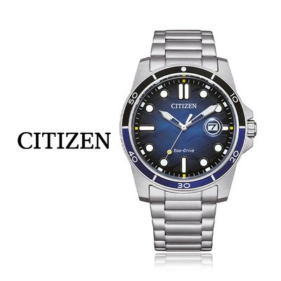 시티즌 남성 아날로그 에코드라이브 메탈시계 청판