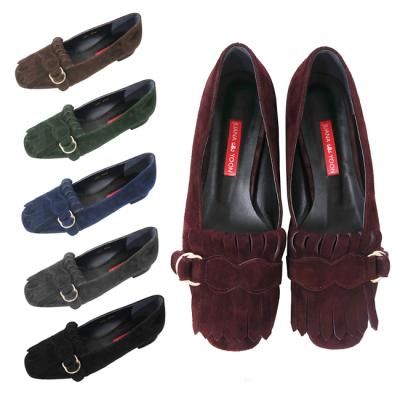 [쥬아나윤]쥬아나윤 Fringe 스웨이드 프린지 플랫슈즈 수제화