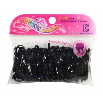 레인보우 1000 칼라 고무밴드 머리끈 검정색 헤어끈