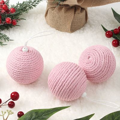 핑크 블라썸 패브릭 장식볼 3p(8cm) 로프  소품