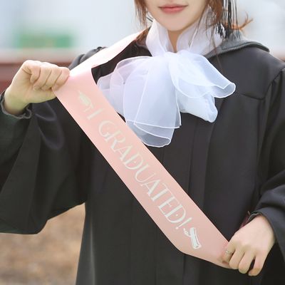 I GRADUATED 졸업식 어깨띠 파티 슬래시 (로즈핑크)