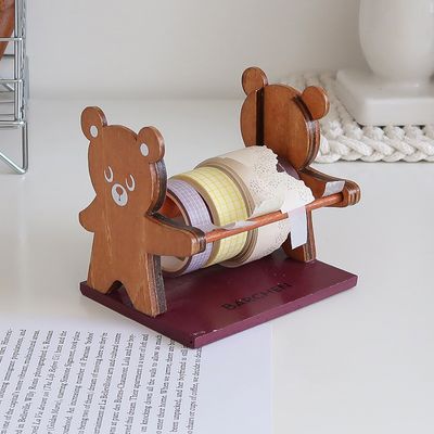 우드 곰돌이 마스킹 테이프 디스펜서 보관함
