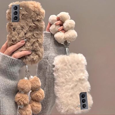 갤럭시 S23 S22 S21 폼폼이 링 스트랩 겨울 털 케이스