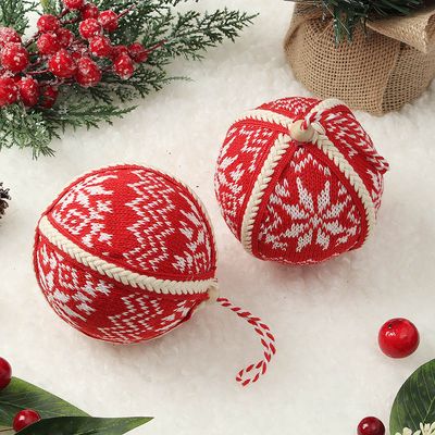 [도토로]루비레드 패브릭 장식볼 2P(10cm) (눈결정니