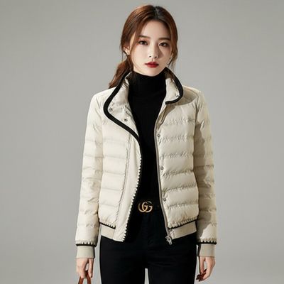 점퍼 배색 숏패딩 여성 잠바 여자 아우터