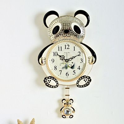 (kpl023)큐티팬더 저소음 벽시계 골드