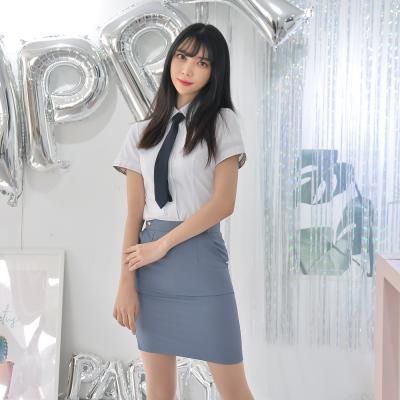 허리조절 하복 스판 청색 교복치마