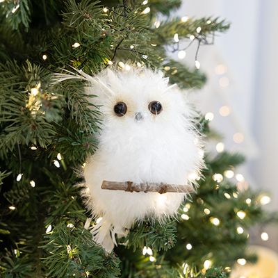 인형 장식 커튼 집게 타이백 나무위 부엉이 15cm 소품