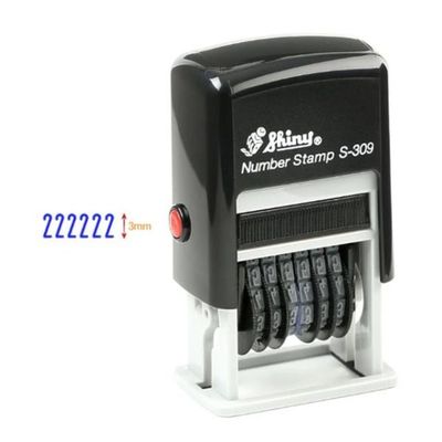 넘버링 자동스탬프 S-309 20x3mm 청 홀더랜덤[WC19A90