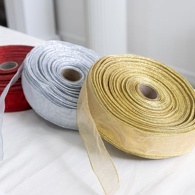 크리스마스 오간디 리본 G9 5cm 3컬러 롤 포장 공예