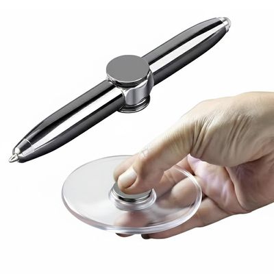 피젯스피너 회전 감압펜 금속 볼펜 LED 블랙 J761-O