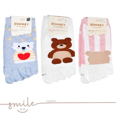 동물 사랑스러운 캐릭터 숙녀 발가락 스니커즈양말(WFJ6AYU)