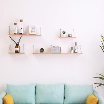 심플 원목 거실 스트링 벽걸이 선반 벽선반 (대)