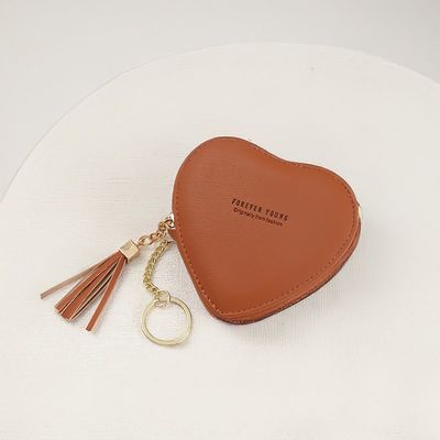 여성 캐주얼 하트 동전지갑 가죽 레더 키링 지갑