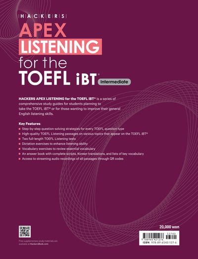 Hackers APEX Listening for the TOEFL iBT Intermediate - 교보문고