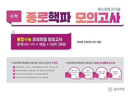 종로 핵파(핵심체크 파이널) 모의고사 고등 수학(2024) 표지