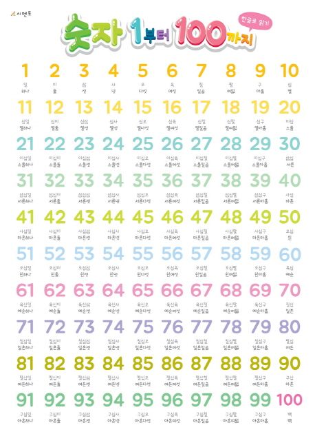 숫자 1부터100까지 | 시멘토 교육연구소 - 교보문고