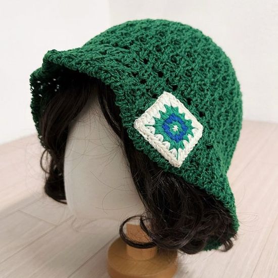 [애슬릿]밀짚 뜨게 여름 라탄 휴양지 벙거지 모자