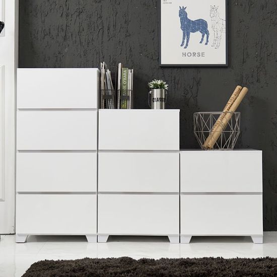 피오 4단 틈새 서랍장 화이트 (착불)