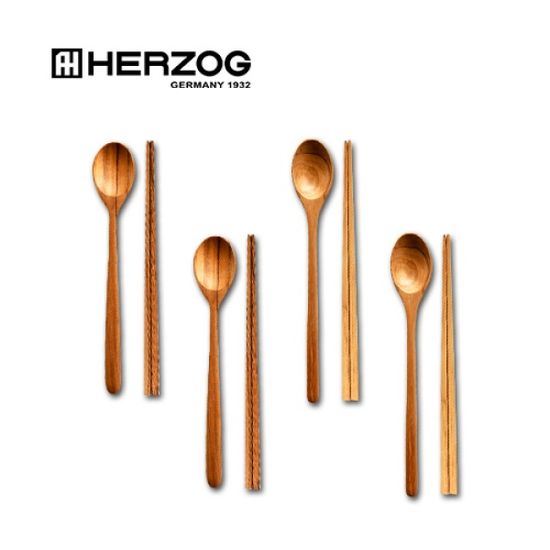 헤르조그 원목 4인조 수저세트 (숟가락4개+젓가락4개)