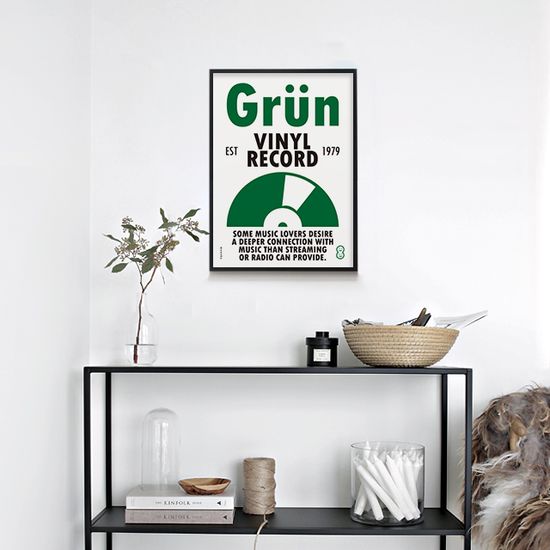 그린 바이닐 레코드  M 디자인 포스터 음악