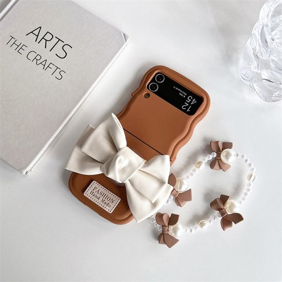 갤럭시z플립 3 4 5 6 리본 핑거톡 진주 스트랩 케이스