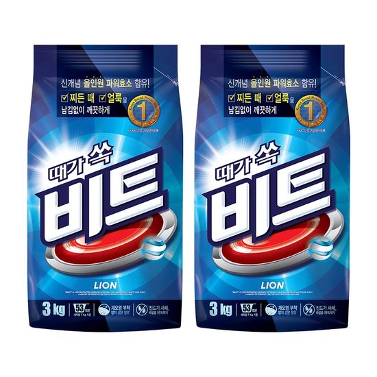 비트 분말 세탁세제 파우치 3kg x 2 생활용품