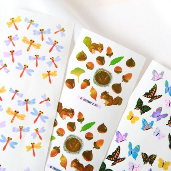 스티커펀 잠자리 다람쥐 나비 오로라 스티커(st108)