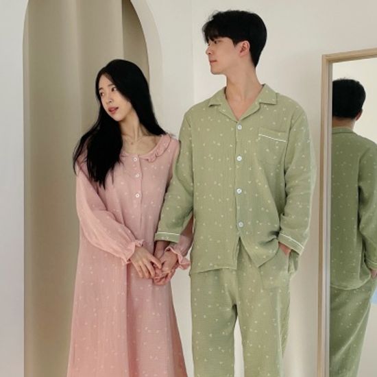 자체제작 순면 체리콩 커플 잠옷 파자마 홈웨어