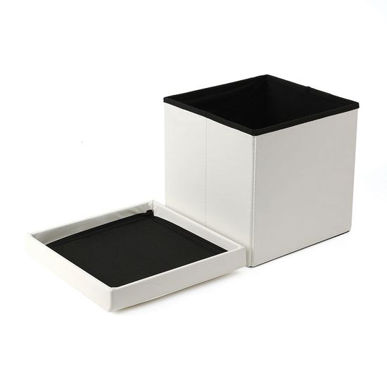 스툴스 인조가죽 수납의자(30cm) (화이트) 보조의자