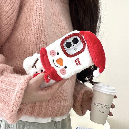 아이폰 16 15 14 13 12 겨울 눈사람 털 인형 폰케이스