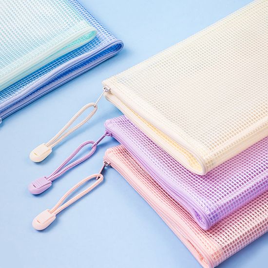 델리 파스텔 다용도 메쉬 지퍼 파우치 A4 5개입 세트