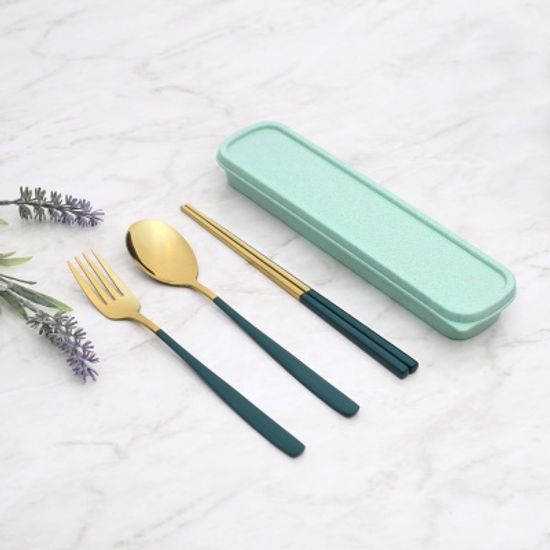 쿡시티 휴대용 골드 수저 포크 세트 5color