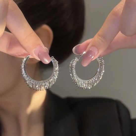 블링 힙한 체인 후프 서클 빅링 귀걸이 이어링 귀고리