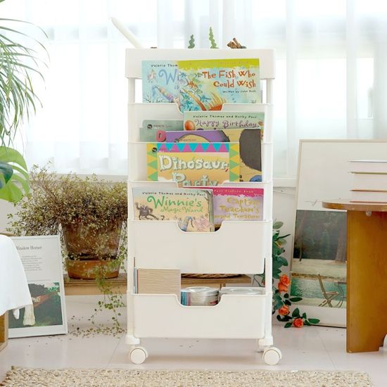 국내생산 모던슬림 북트롤리 6단 이동식 틈새 책꽂이