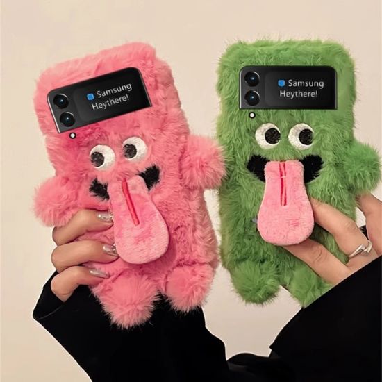 갤럭시 Z플립 5 4 3 커플 메롱 몬스터 인형 털 케이스