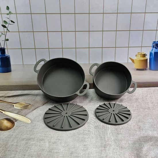국산 분리형 에어프라이팟 실리콘용기 그레이 19cm[WC