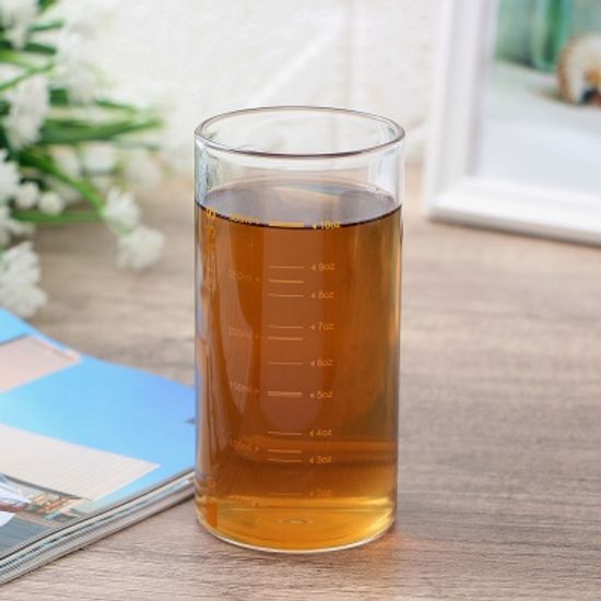 [로하티]눈금패턴 내열 유리컵(350ml) (오렌지)/ 물잔